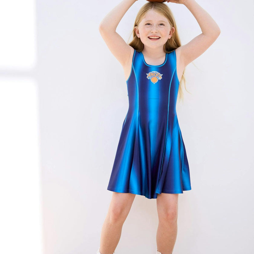 New York Knicks Basketball Girls Skater Dress in Blue Ombre