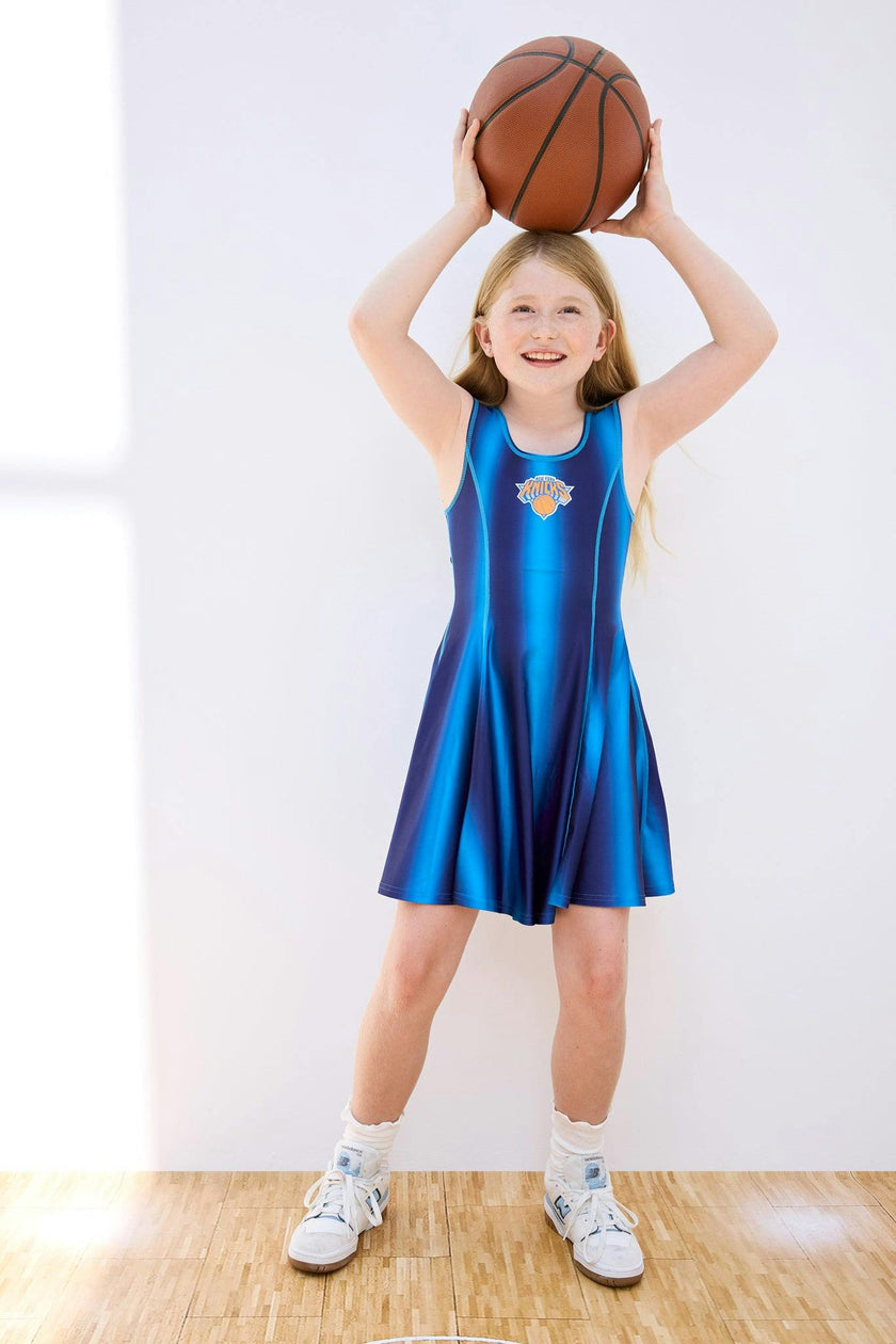 New York Knicks Basketball Girls Skater Dress in Blue Ombre