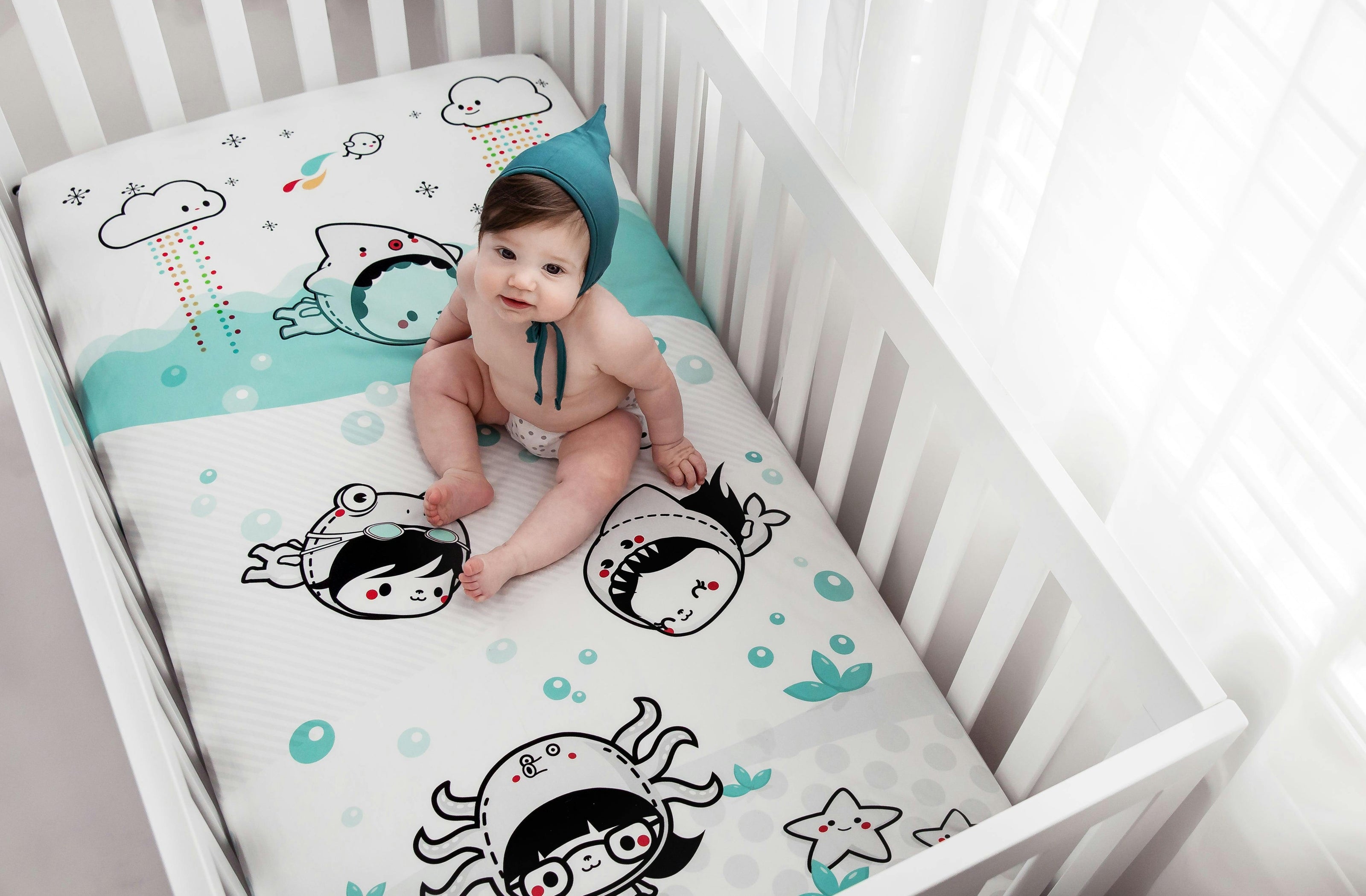 Dive In Standard Size Crib Sheet