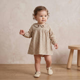 Organic Peter Pan Collar Dress - Oat Gingham