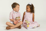 Seersucker Check Dress W/Flowers & DUPLICATE