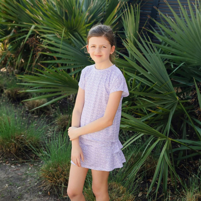 Sloane Girls' Short Sleeve Performance Top by LH Sport - Petal Pop Purple