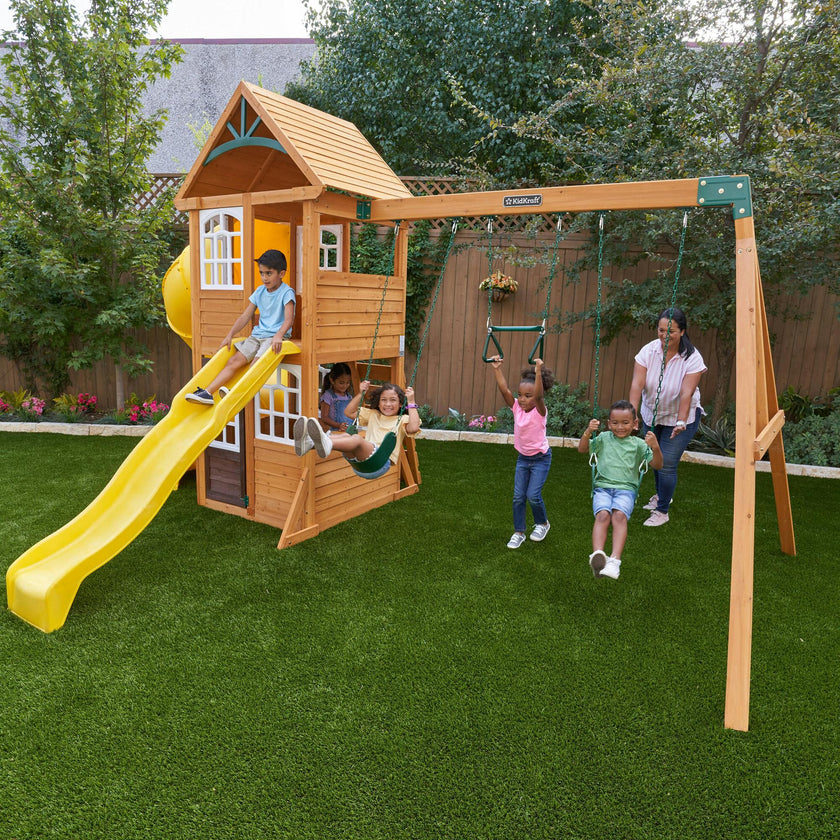 Castlewood Wooden Swing Set / Playset With Clubhouse
