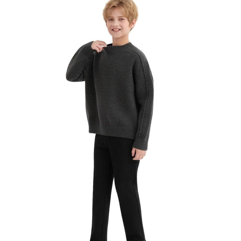 Dark Gray Ribbed Crewneck Sweater