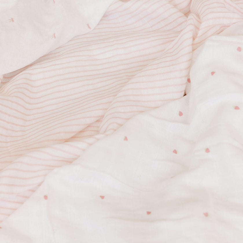 Organic Muslin Swaddle Set - Pink