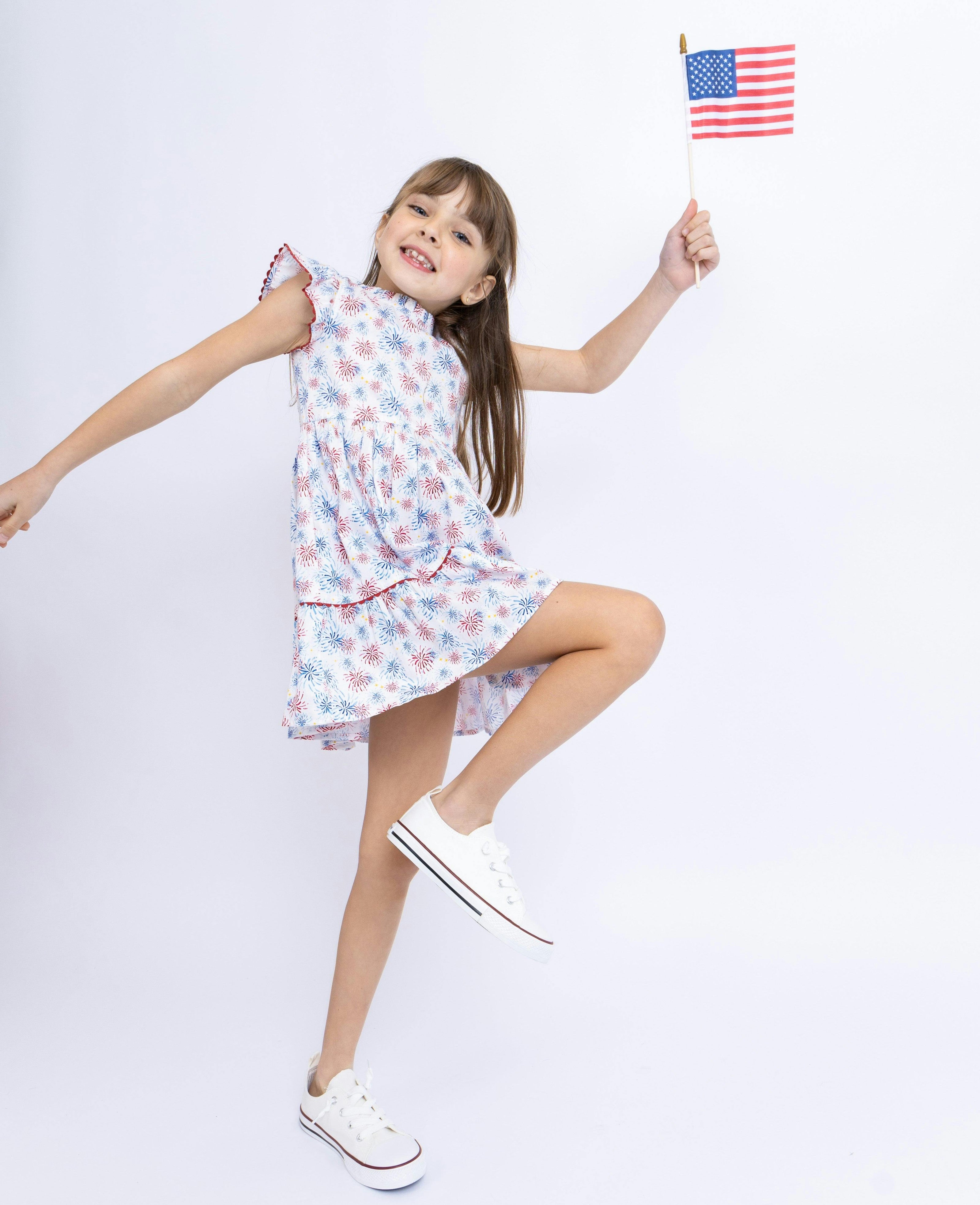 Fireworks Ruffle Dress, Multi