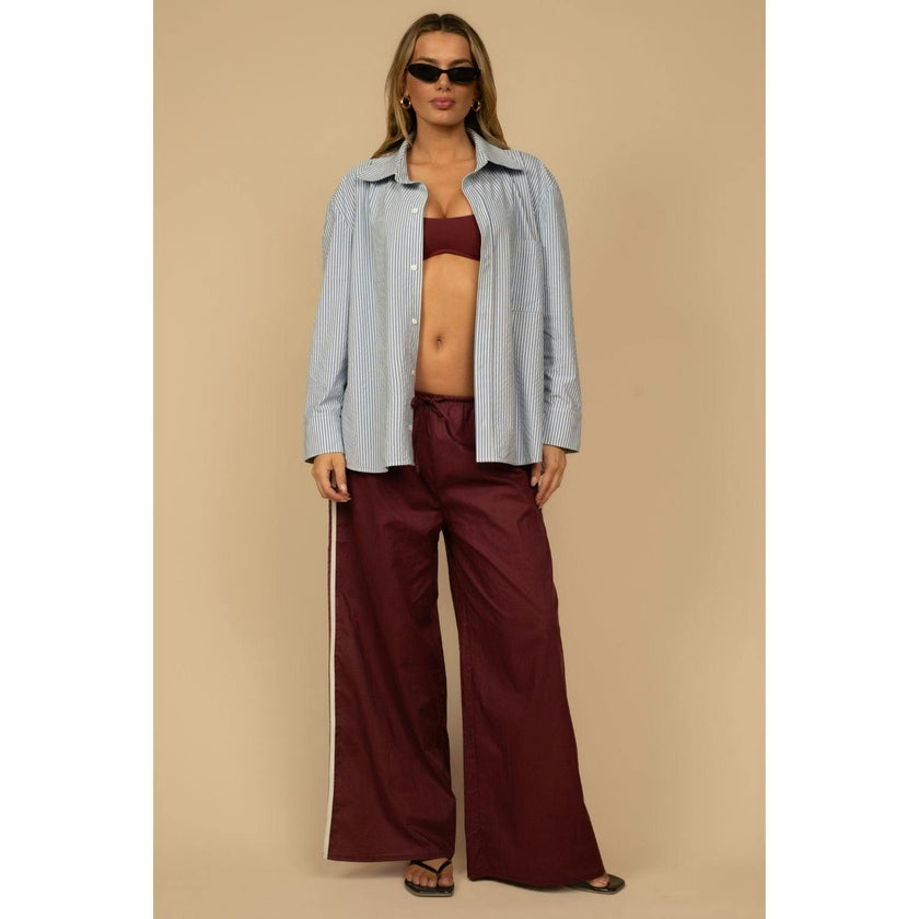 Sporty Drawstring Wide-Leg Pant