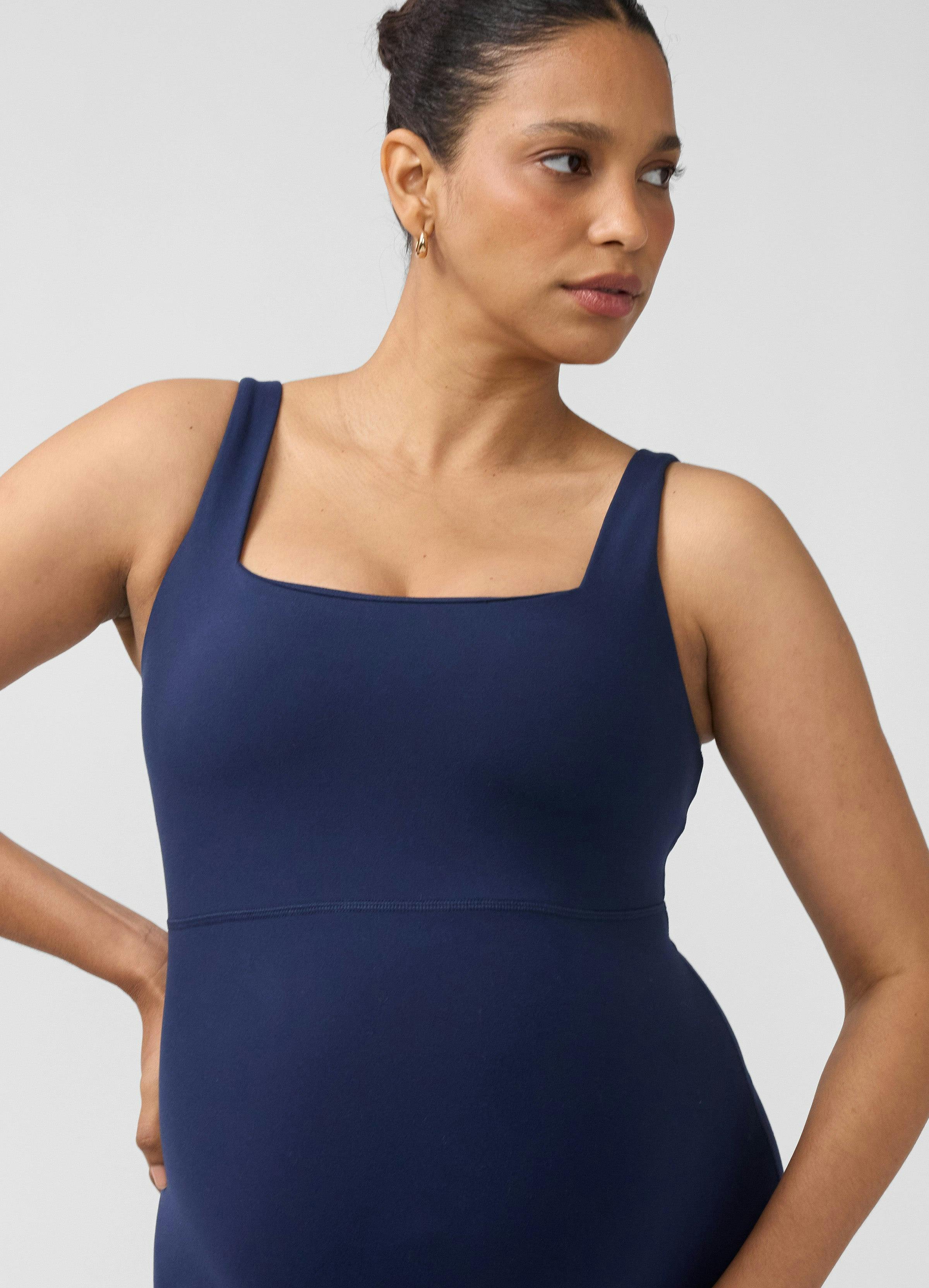 Sleeveless Long Knit Active Maternity Unitard