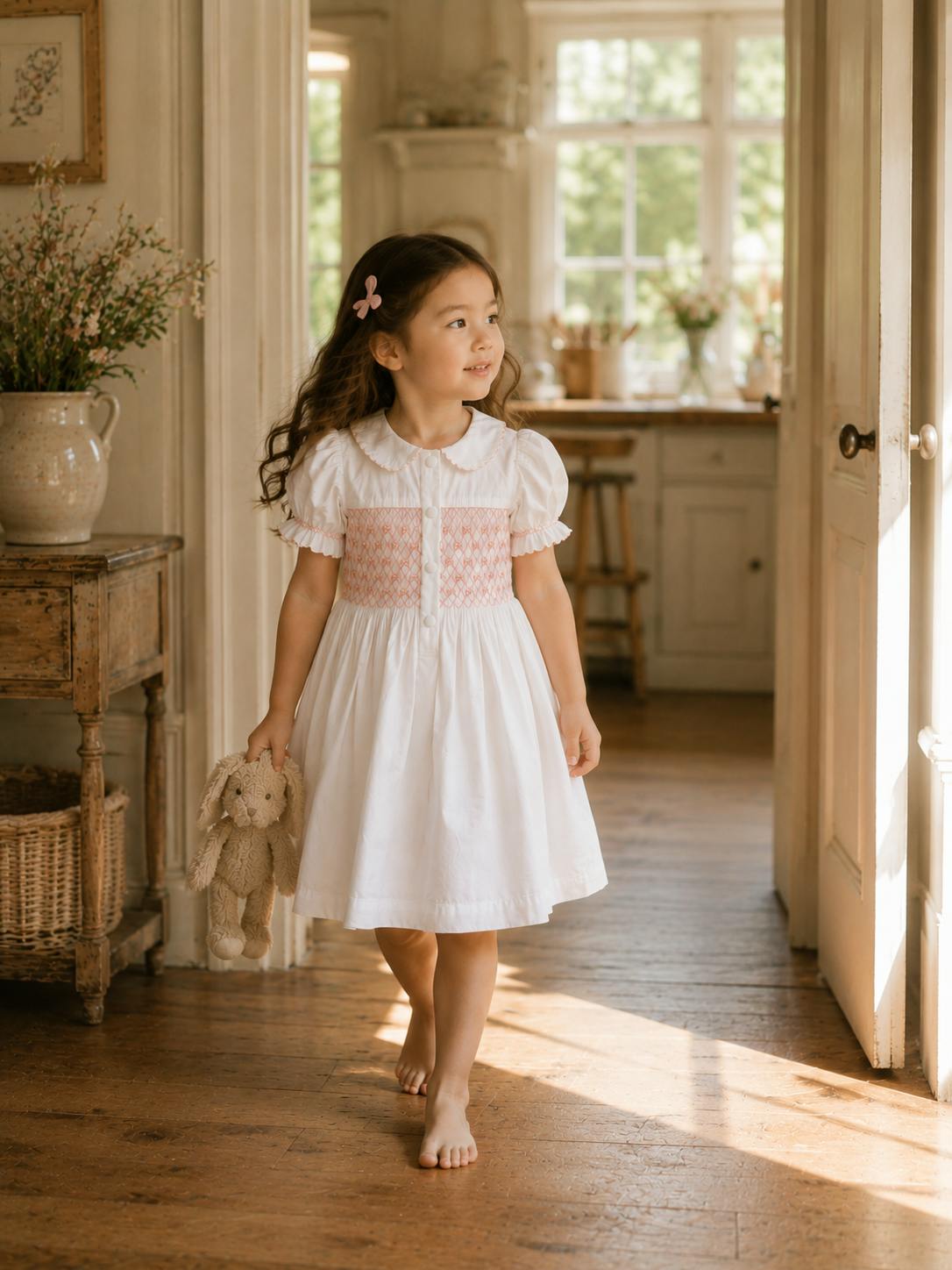 Camellia Smocked Dress | Heirloom Peach