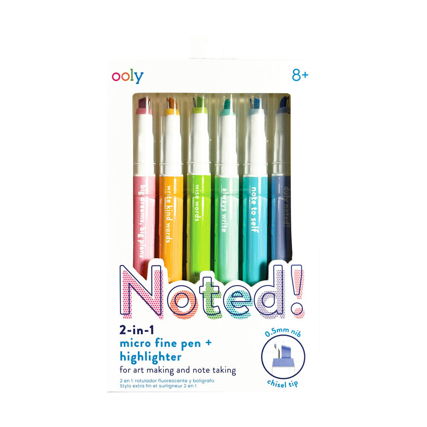 Noted! 2-in-1 Micro Fine Tip Pen and Highlighters - Set of 6