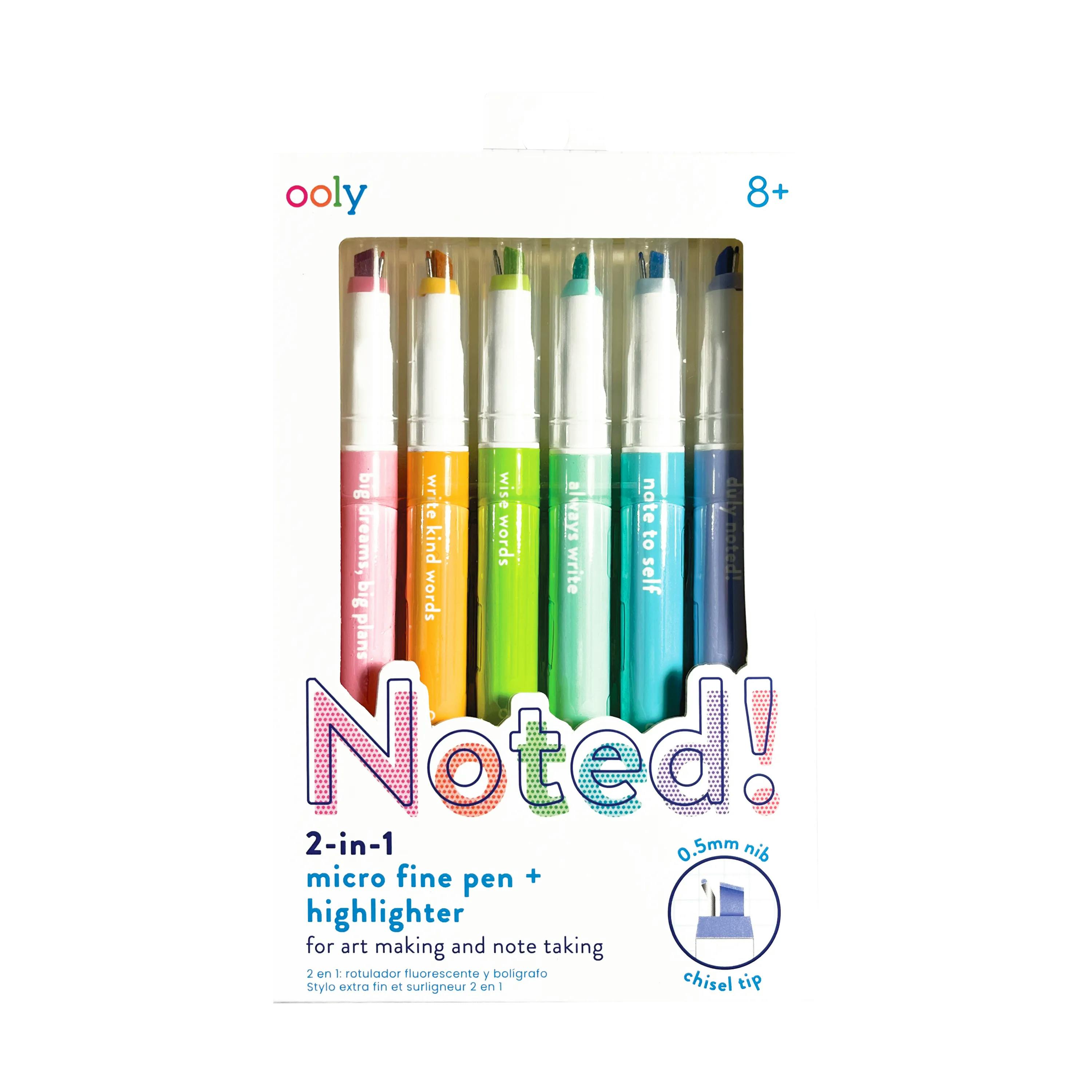Noted! 2-in-1 Micro Fine Tip Pen and Highlighters - Set of 6