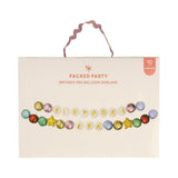 Packed Party Birthday Era Customizable Balloon Garland Banner 60ct - Beaded Bracelet-Style 5-Inch Mylar Balloons with 114 Gold Letters, Strings, and Glue Dots