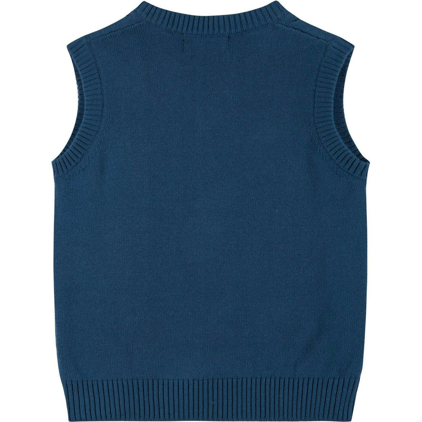 Infant Boys 4-Piece Vest Set | Navy & Khaki Plaid