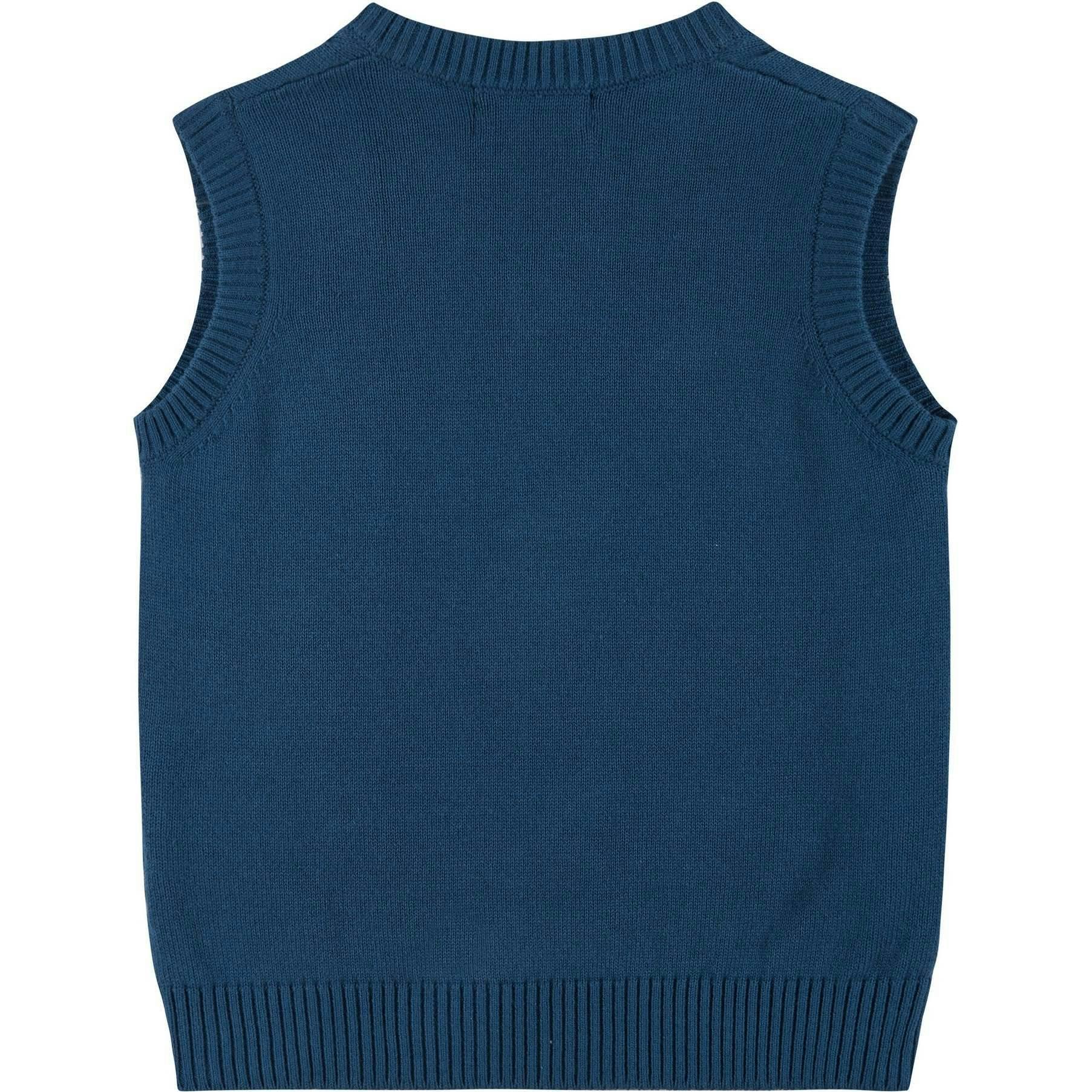 Infant Boys 4-Piece Vest Set | Navy & Khaki Plaid