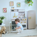 Teamson Kids Little Chef Hampton 2-Pcs Wooden Play Kitchen with 17 Accessories