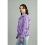 Light purple quarter zip packable rain jacket and windbreaker