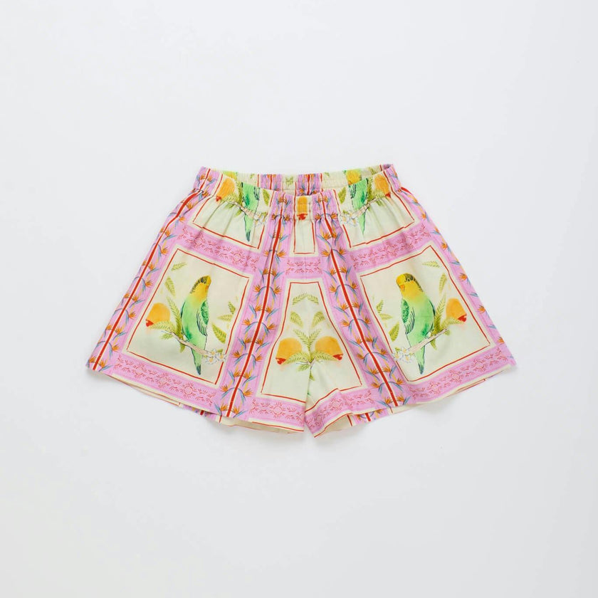 BIRDS PATCHWORK SHORTS BLUSH