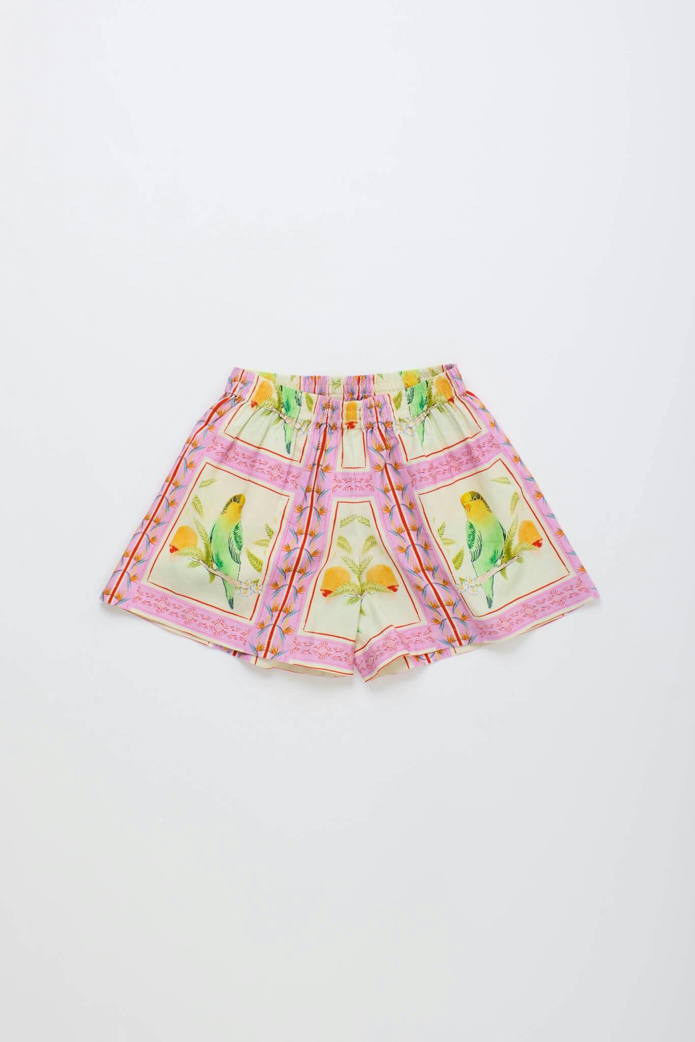 BIRDS PATCHWORK SHORTS BLUSH