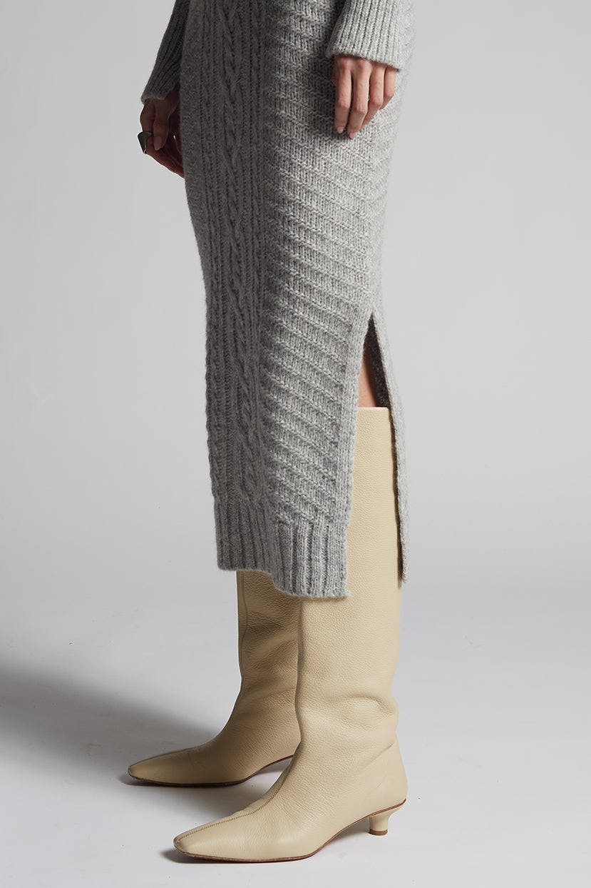 Women's Lora Ribbed Hem Long Sleeve Cable Knit Sweater Dress