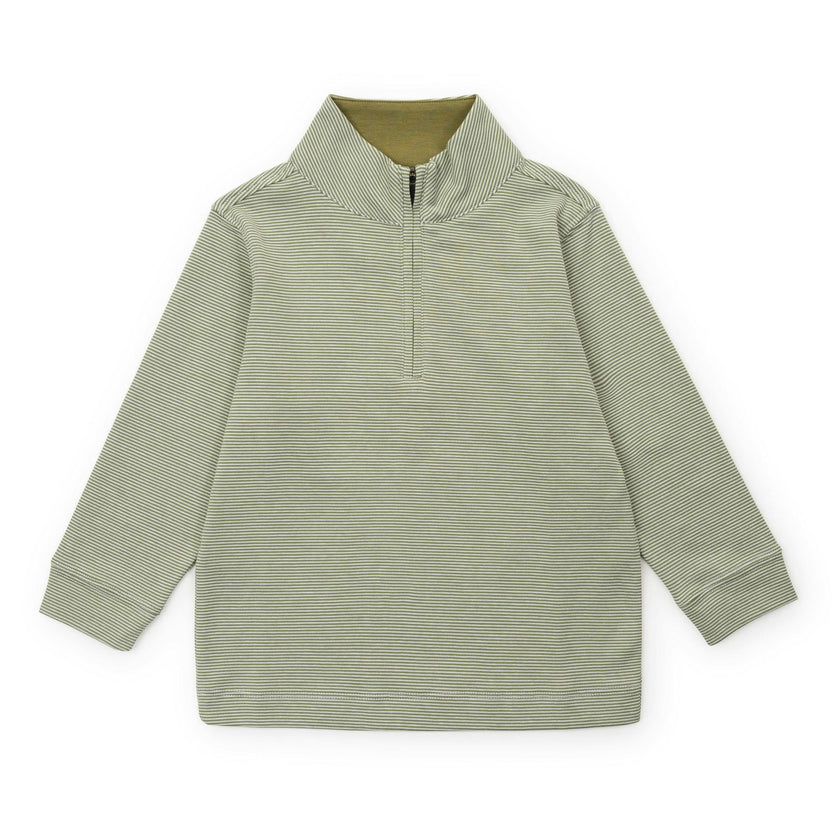 Spencer Quarter Zip Pullover Green Stripes