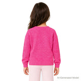 Girls (4-6x) Chenille Sweater| Pink Icons