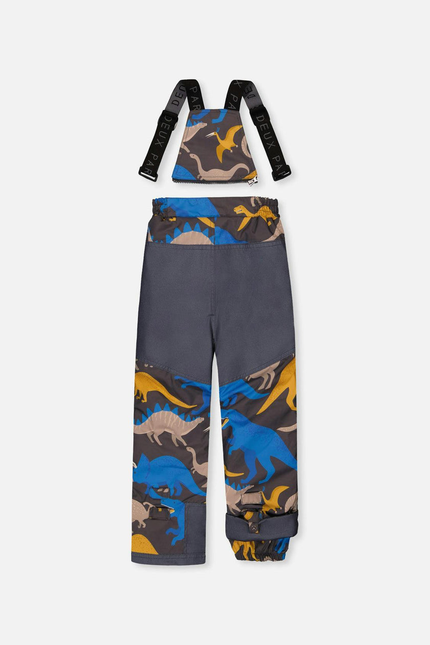 Two Piece Play Snowsuit Colorblock with Grey and Blue Dinosaur Print Pants