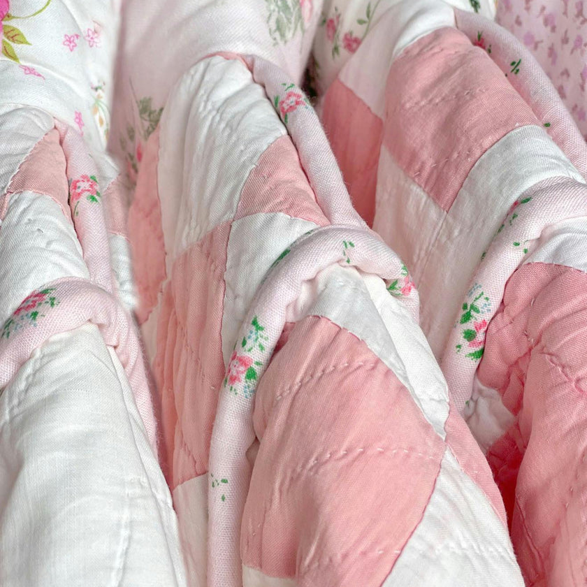 3T Vintage Quilt Jacket - Blue Pink Romantic Florals