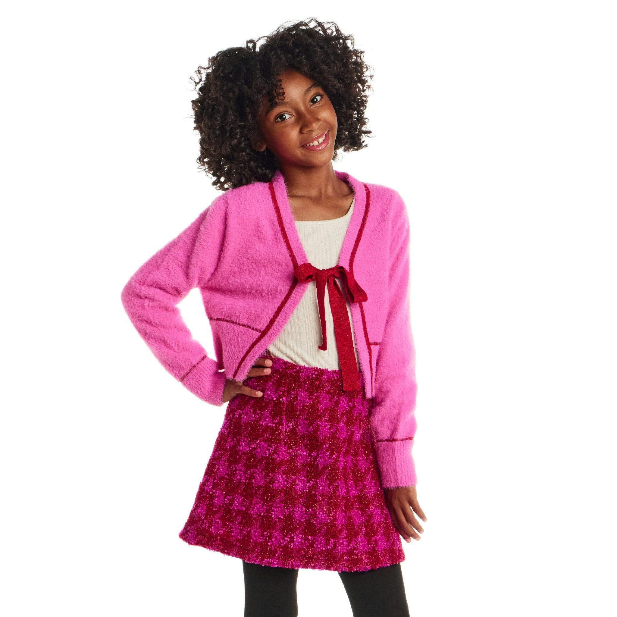 Big Kids Cardigan Sweater W/Bow