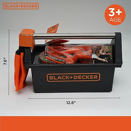 Black and Decker Open Garden Toolbox w/ 8 Piece Garden Tools Set