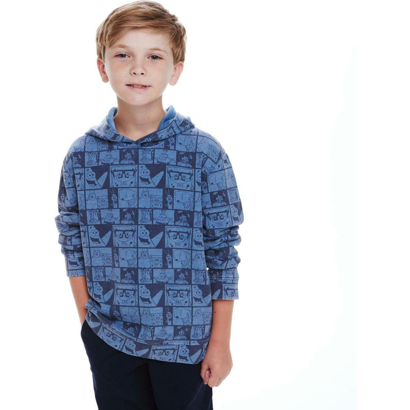 SpongeBob SquarePants™ x Andy & Evan® | Kids  Stone-Washed Waffle Hooded Tee with Friends Label