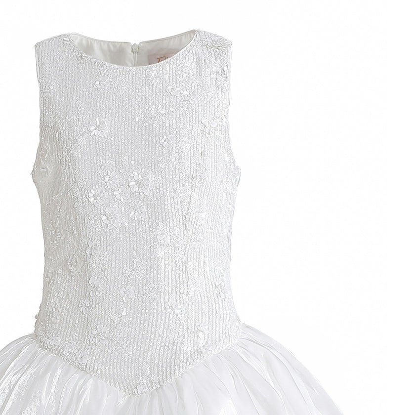 White Soraya Floral Tulle Dress