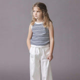 Linen Paper Bag Tie-Waist Pant, White