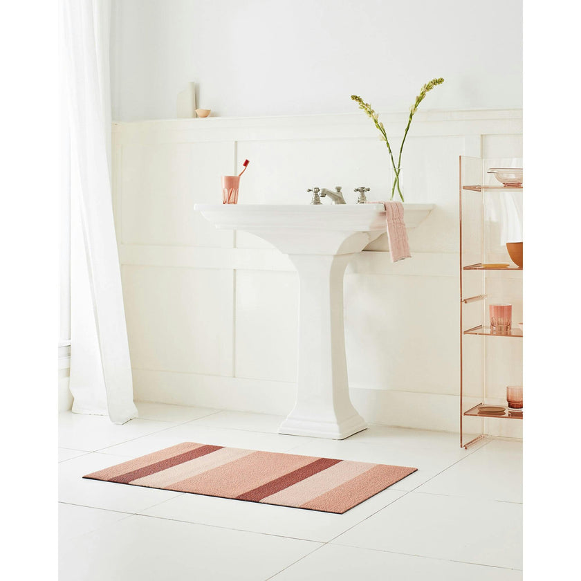 Bold Stripe Shag Floor Mat, Pink