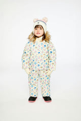 Baby Snug One Piece Snowsuit Adapted For Car Seats White With Floral Print