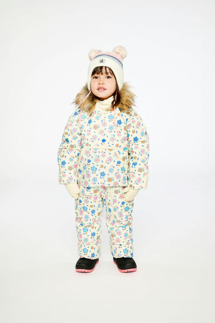 Baby Snug One Piece Snowsuit Adapted For Car Seats White With Floral Print