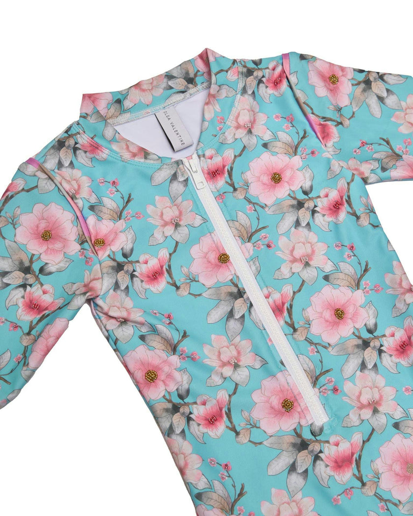 Long Sleeve Zip One Piece Swimsuit
