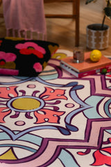Pink Scalloped Bohemian Medallion Rug by Maayan Alper-Swan