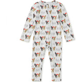 Footed Baby Romper, Grey