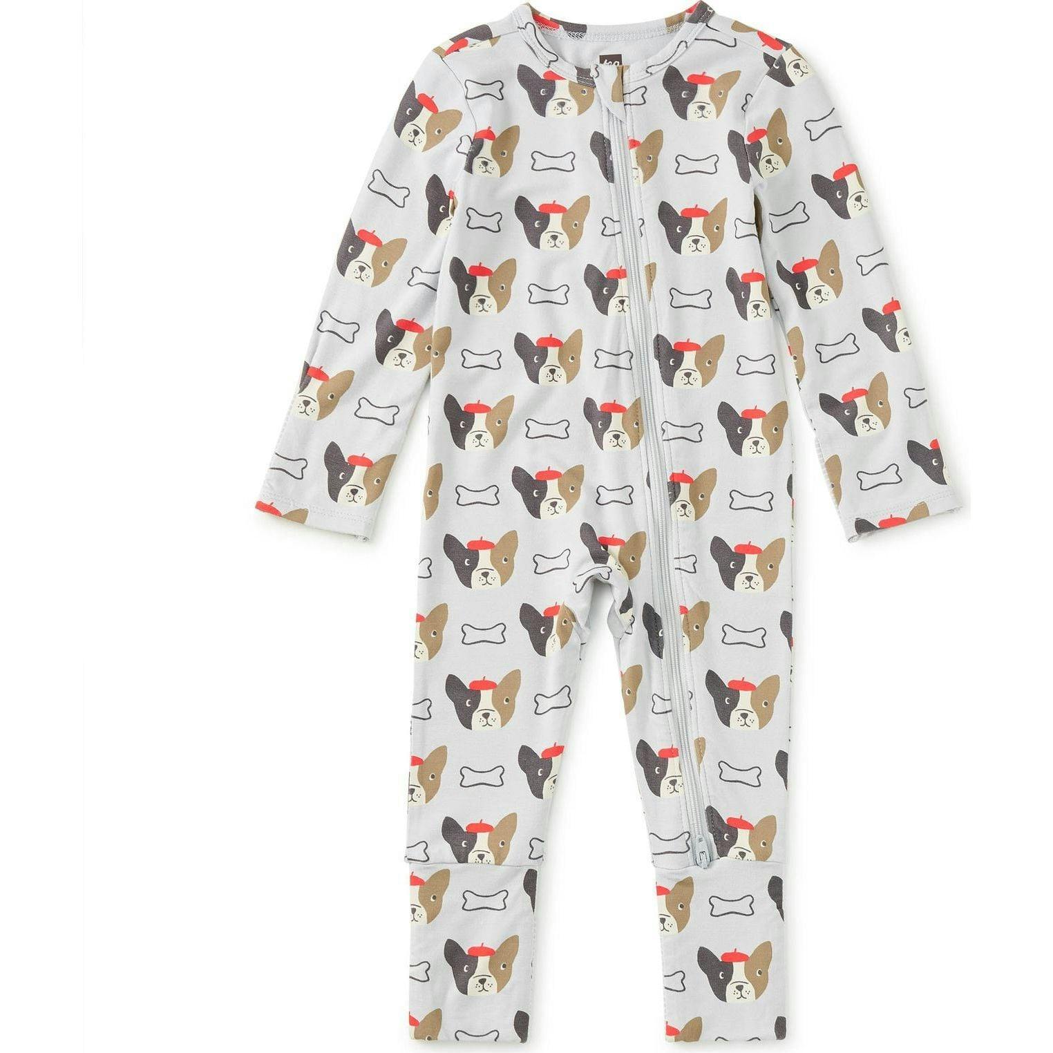 Footed Baby Romper, Grey
