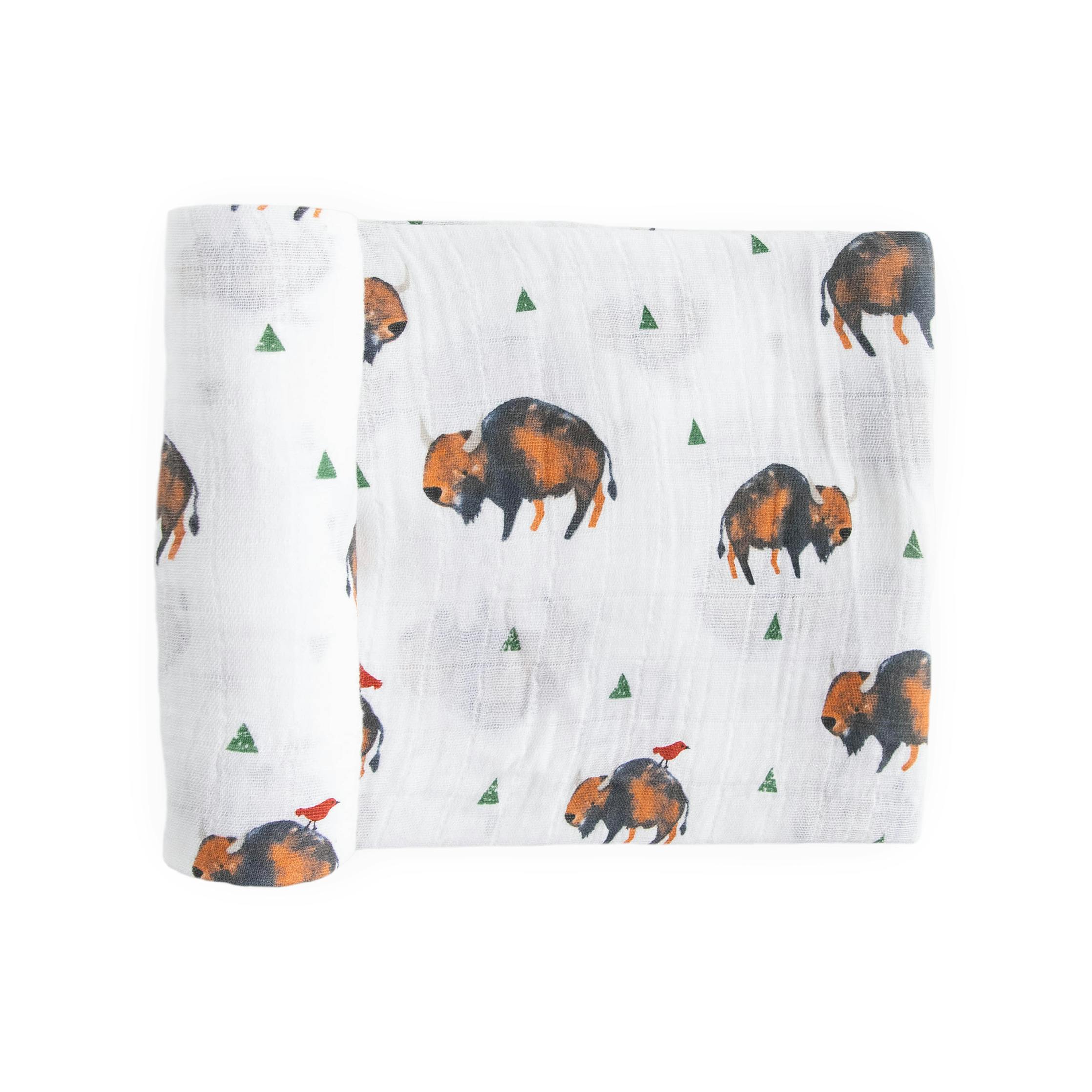 Cotton Muslin Swaddle Blanket - Bison