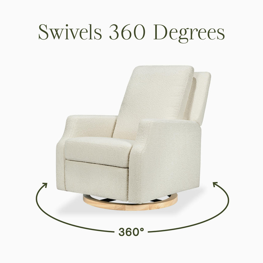 Crewe Recliner and Swivel Glider in Ivory Boucle w/Light Wood Base