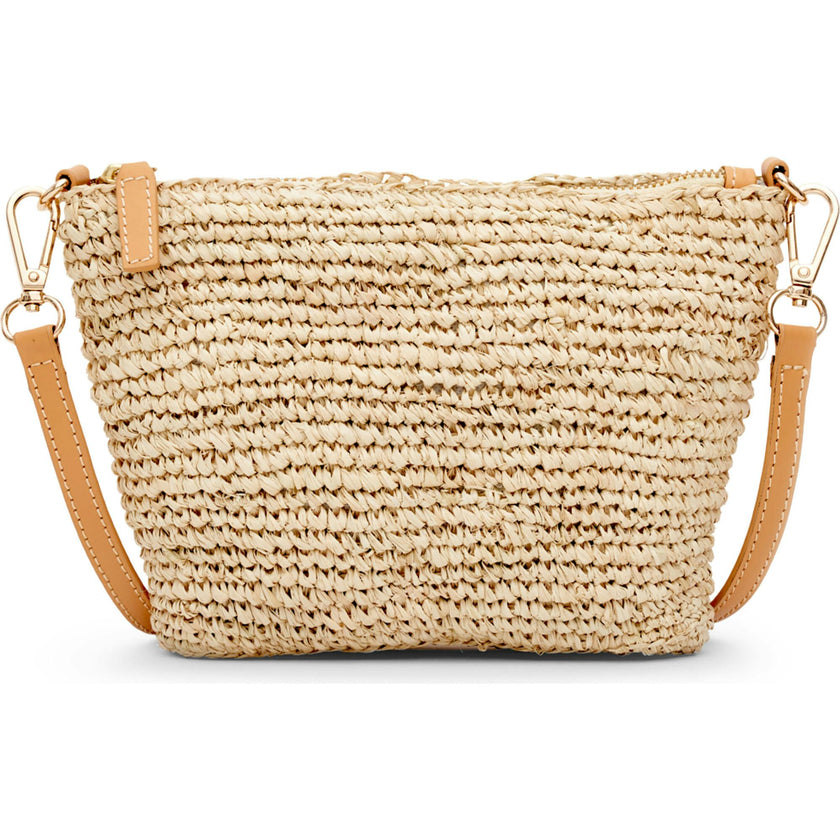 Women's Harley Leather Strap Small Woven Raffia Bag