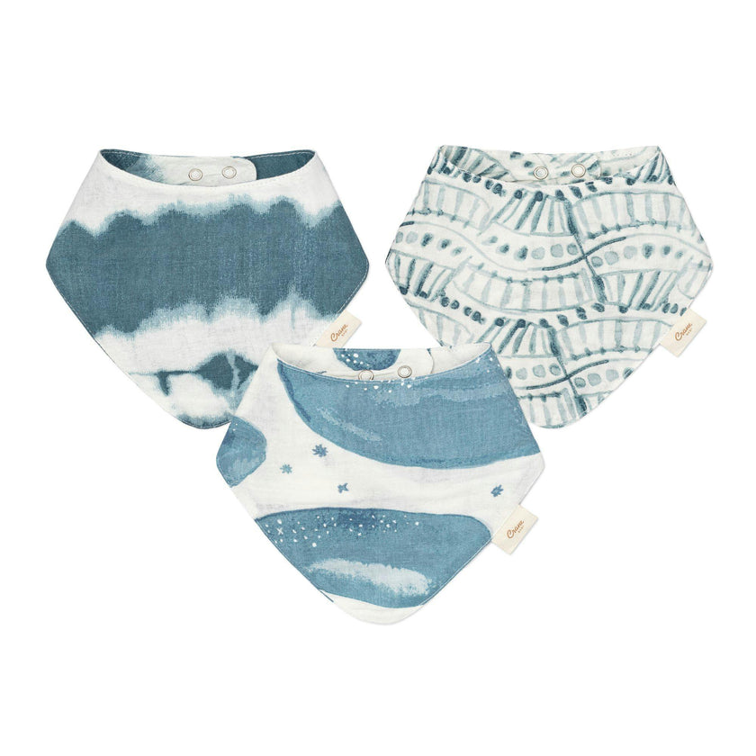 Caspian Whale Cotton Bandana Baby Bib (3 Pack)