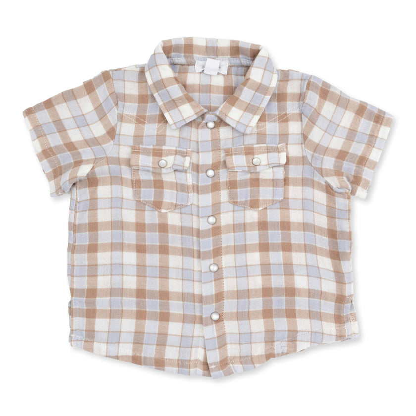 Western Plaid - Short Sleeve Western Pearl Snap Shirt
