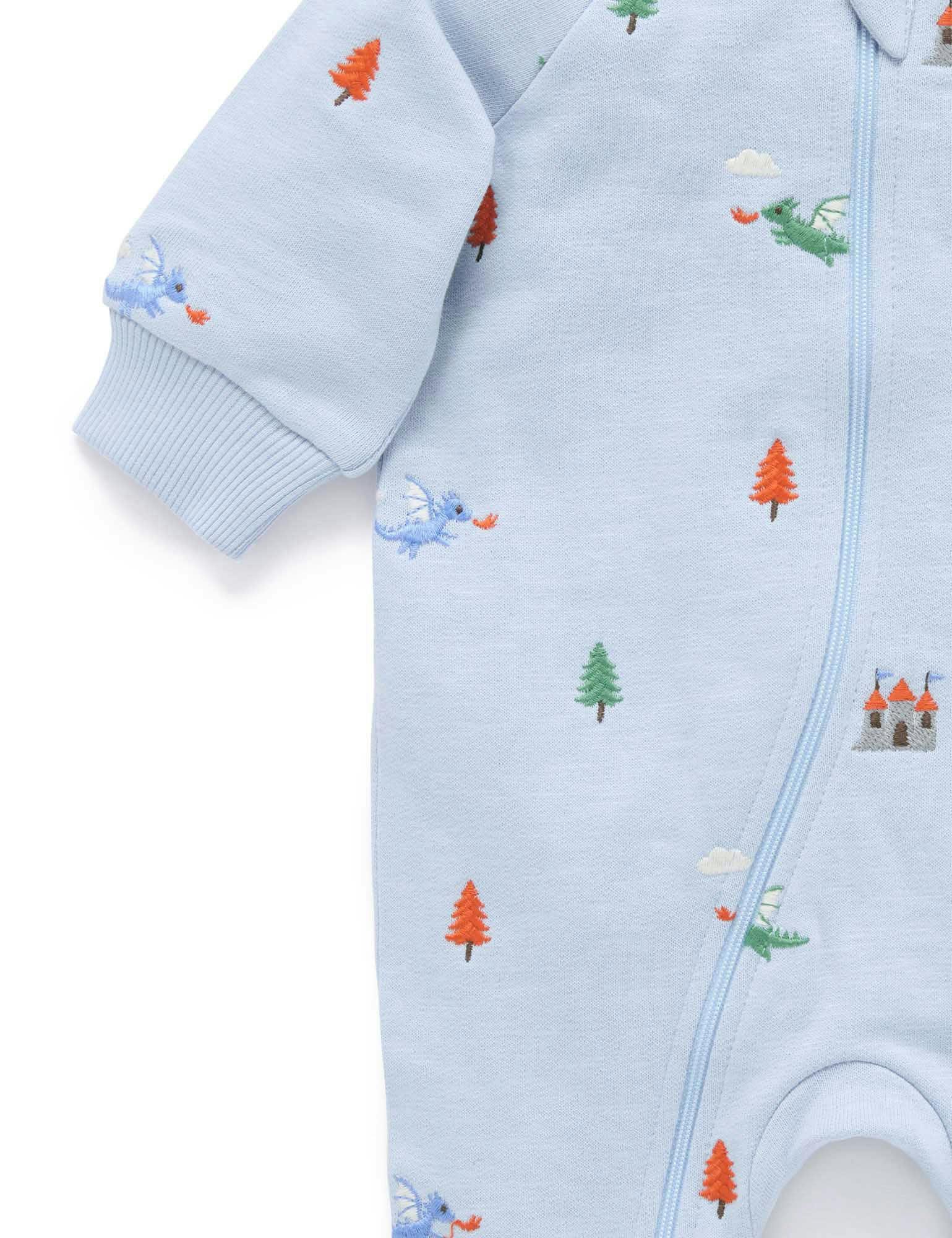 Embroidered Fleece Growsuit Dragon Broderie