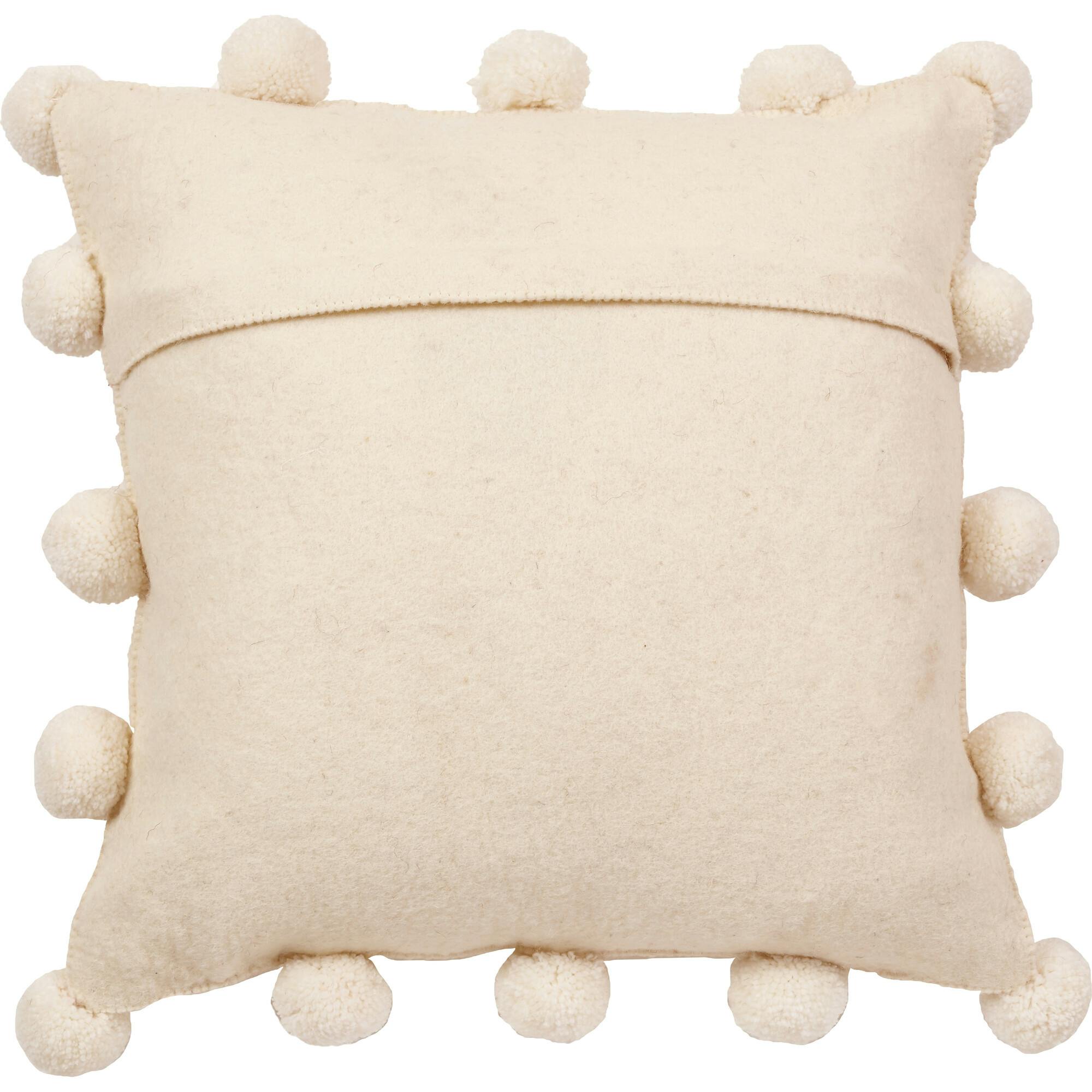Cream Pom Poms Cream - Hand Felted Wool Pillow - 20