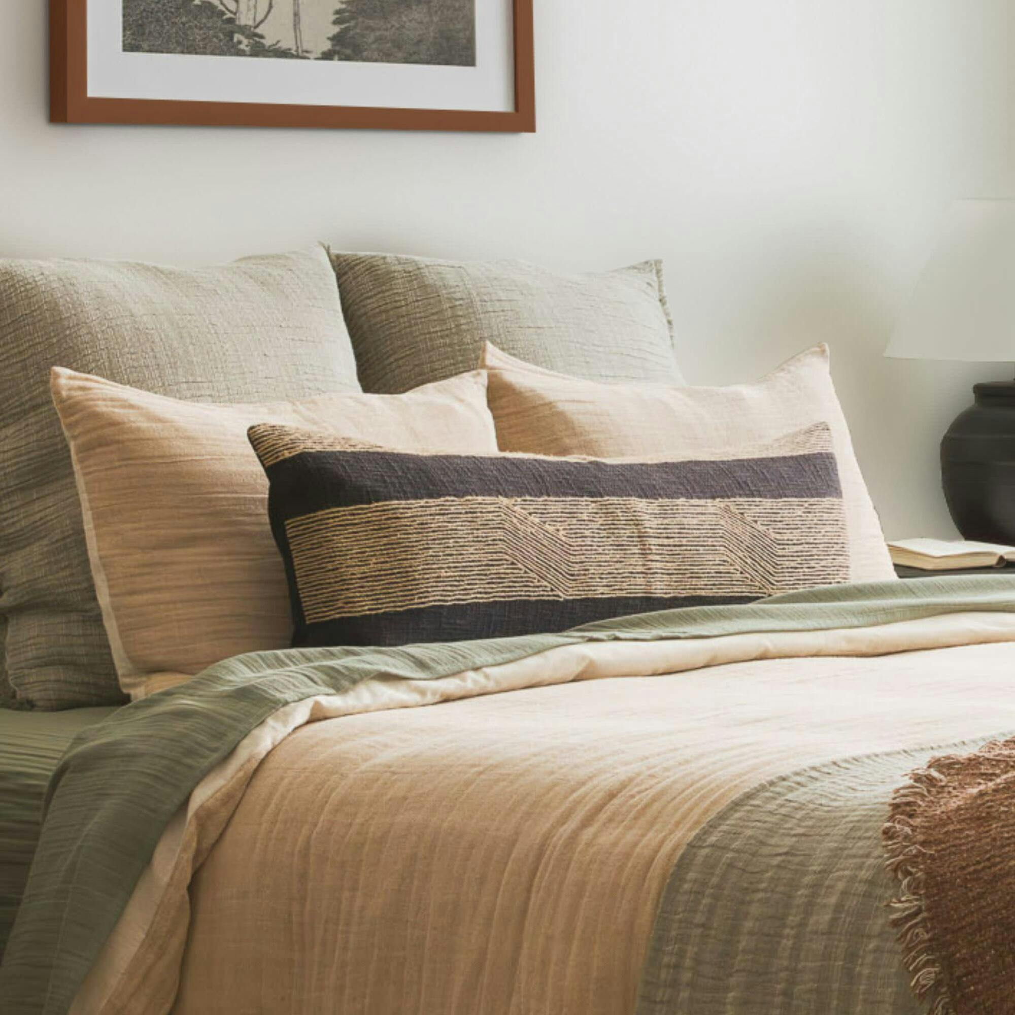 Jute Balance Brown Textured Lumbar Pillow
