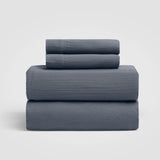 Oasis Crinkled Comfort 4-Piece Sheet Set (Midnight Tide)