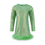 Shimmering Metallic Feather Dress Hot Pink