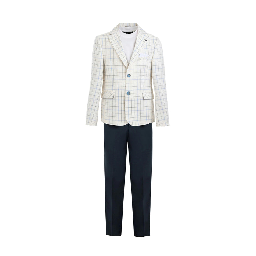 White Henry Checkered Blazer Suit Set